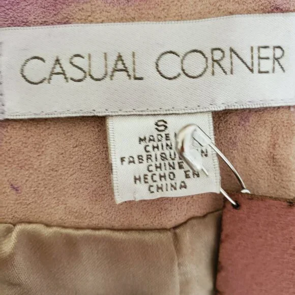Leather suedeJacket Blazer pink peach beige small 4 6 tie dyed workwear cowgirl